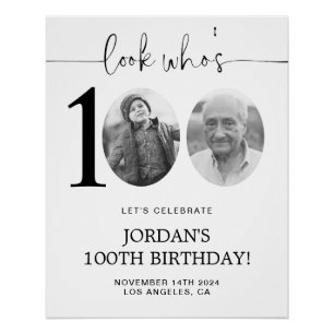 Poster Regardez qui a 100 ans   Photo 100th Birthday Welc