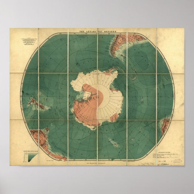 Poster Régions de l'Antarctique Carte antique 1922 (Devant)