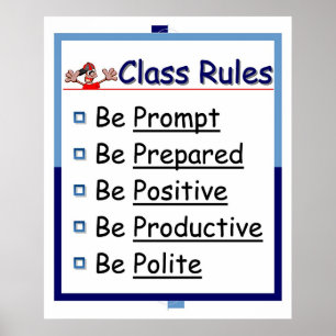 Poster Règles de classe : 5 P