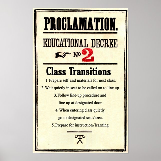 Poster Règles de classe Proclamation Décret éducatif 2 (Devant)