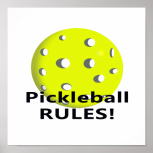 Poster Règles de Pickleball ! Avec le texte noir à bille