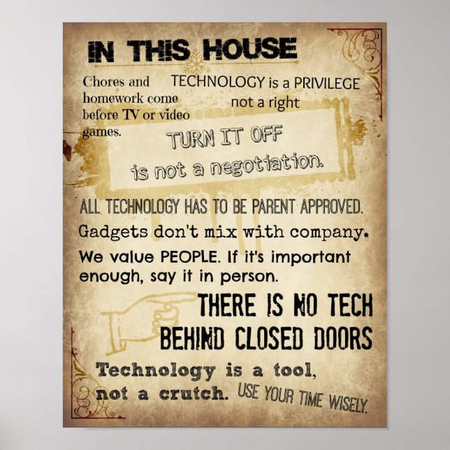 Poster Règles d'écran pour la maison (Devant)