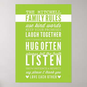 Poster RÈGLES FAMILIALES PERSONNALISÉES typographie moder