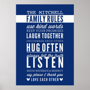 Poster RÈGLES FAMILIALES PERSONNALISÉES typographie moder