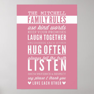 Poster RÈGLES FAMILIALES PERSONNALISÉES typographie moder