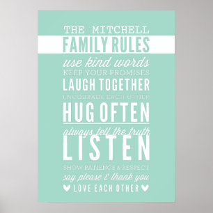 Poster RÈGLES FAMILIALES PERSONNALISÉES typographie moder