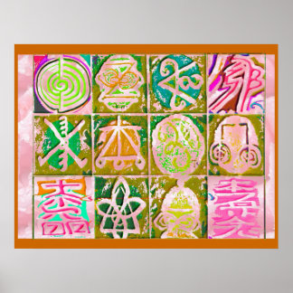 Poster REIKI Karuna : Symboles d'art de style Vintage