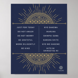 Poster Reiki Précepts. anglais et japonais