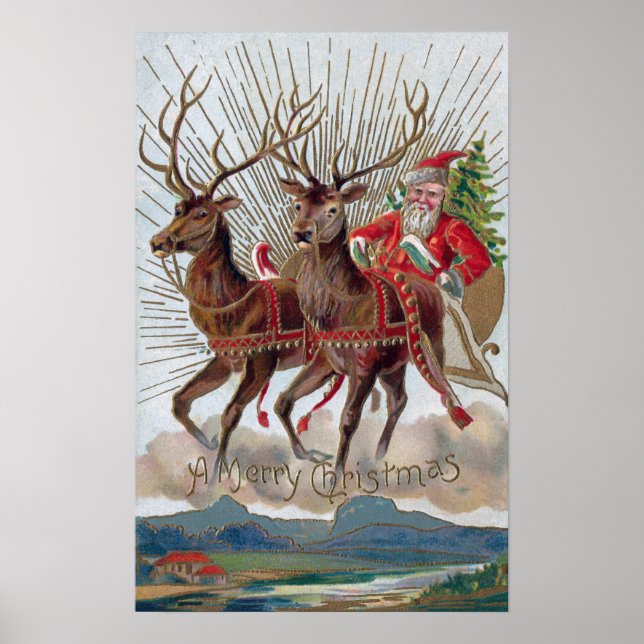 Poster Reindeer et Père Noël Out pour livraison (Devant)