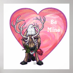 Poster Reindeer Valentine's Day