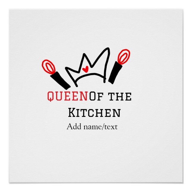 Poster Reine de la cuisine chef cuisine ajouter nom couro (Devant)
