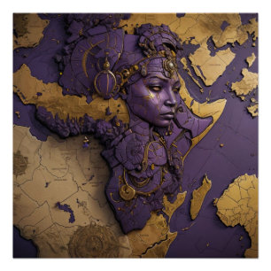 Poster Reine de la Diaspora Dorée – Dieu Afro Futuriste