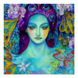 Poster Reine des fées enchantée avec papillons