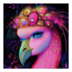 Poster Reine du Flamant rose cosmique
