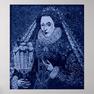 Poster Reine Elizabeth I en bleu
