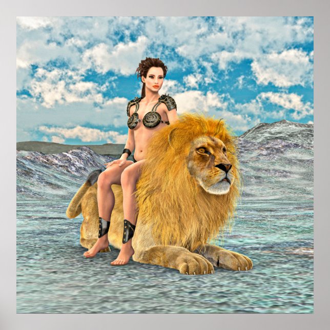 Poster Reine Lion Fantaisie (Devant)