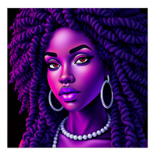 Poster Reine Noire Mélanine Afrocentrique Sœur Dreadlocks