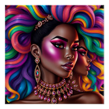Reine noire pastel arc-en-ciel mélanine sista