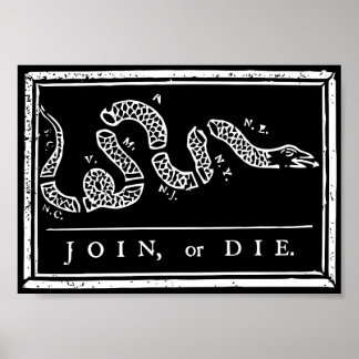 Poster Rejoignez ou mourrez - noir et blanc