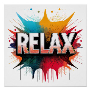 Poster Relax Comic Sound Effet - Gras et Jouant Pop Ar