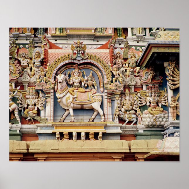 Poster Relief représentant Shiva et Parvati équitation (Devant)