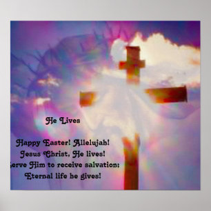 Poster religieux de Pâques - Jésus et Croix