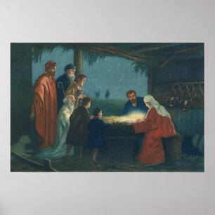 Poster Religion vintage, Adoration des bergers