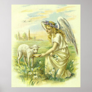 Poster Religion Vintage, Ange de Pâques victorien avec Ag