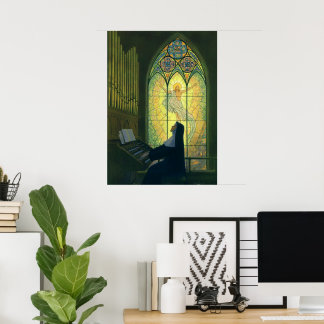 Poster Religion vintage, Soeur Jouer un organe dans l'Egl