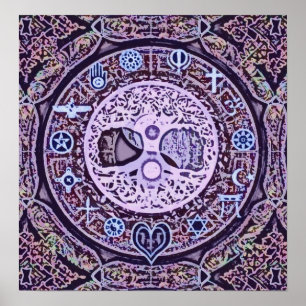 Poster Religions mondiales Arbre de vie Paix