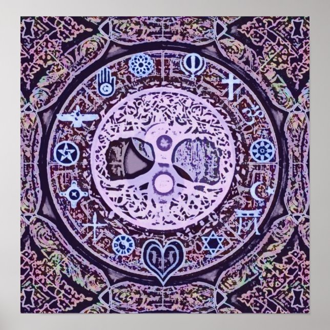 Poster Religions mondiales Arbre de vie Paix (Devant)