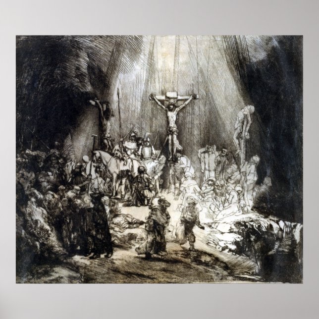 Poster Rembrandt Christ crucifié entre les deux voleurs (Devant)