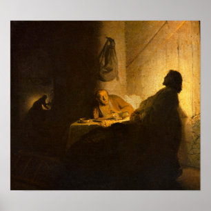 Poster Rembrandt - Christus en Emmaüs