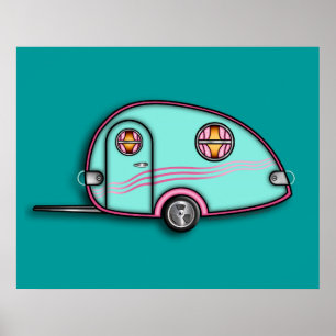 Poster Remorque de voyage Tear Drop RV 24 X 39 ARCHIVAL I