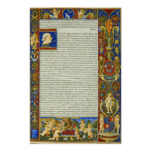 Poster Renaissance médiévale Vieux livre Sforza Milan Vin