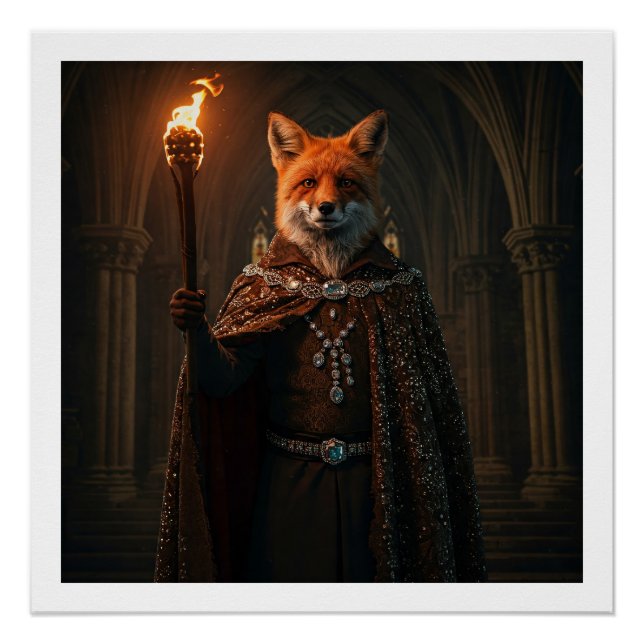 Poster Renard anthropomorphique dans un château (Devant)