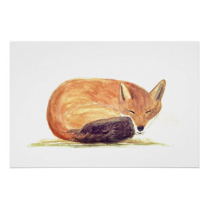 Poster Renard aquarelle Orange Marron Art de la forêt Ani