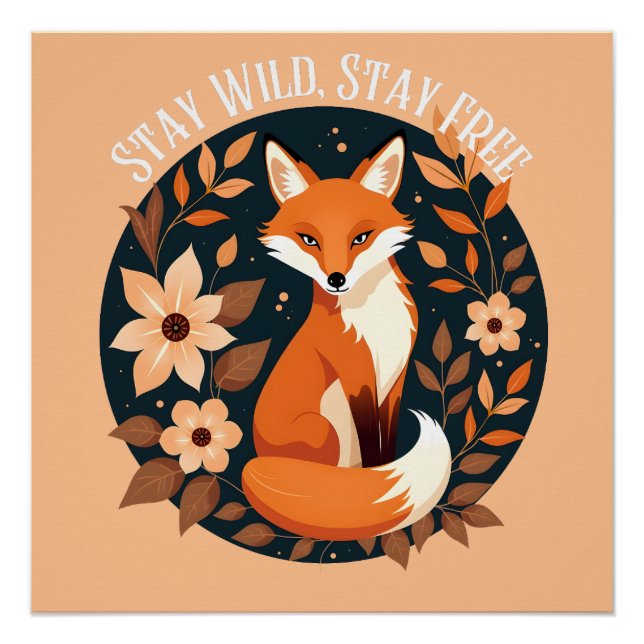 Poster Renard Boho "Reste Sauvage, Reste Libre" Conceptio (Devant)