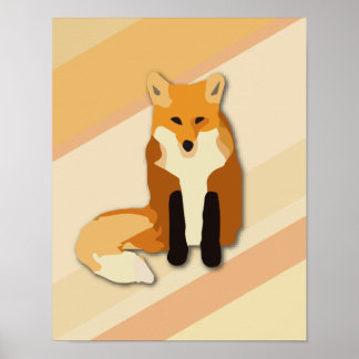 Poster Renard rouge orange