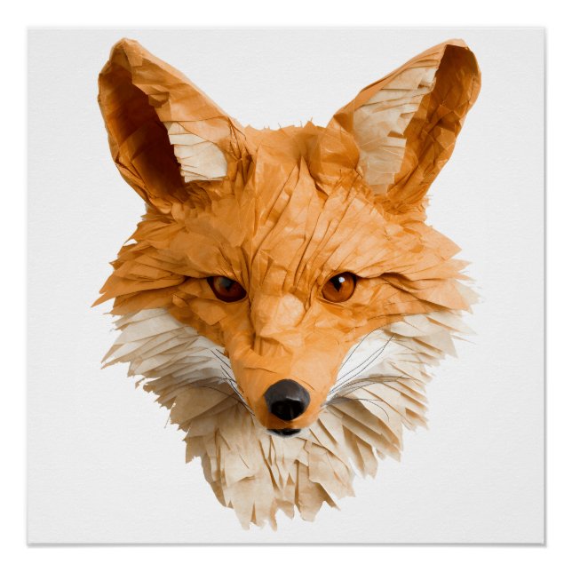 Poster Renard tête en papier mache pour la chambre d'enfa (Devant)
