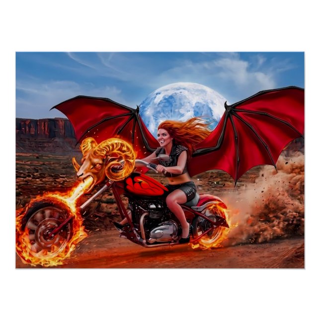 Poster Renarde Vampire Fougueuse Foxella Motarde (Devant)