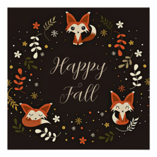 Poster Renards d'automne avec texte personnalisable