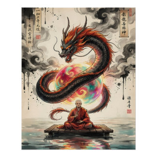 Poster Rencontre Sérénité : Moine et Dragon Céleste