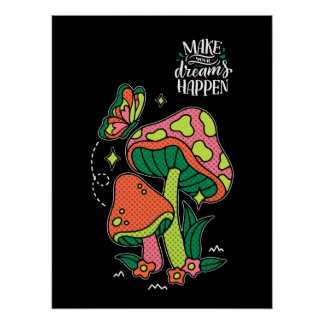 Poster Rendre les rêves possibles | Papillon aux champign