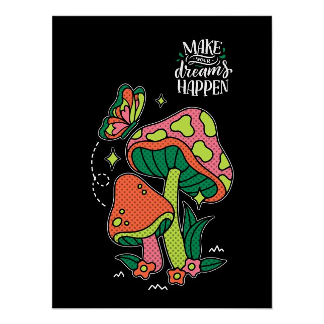 Poster Rendre les rêves possibles | Papillon aux champign (Devant)