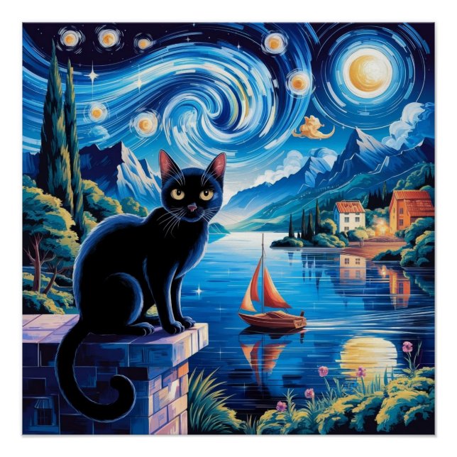 Poster Rendu 3D de l'Art Nouveau Chibi Chat avec Couronne (Devant)