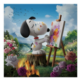 Poster Rendu 3D d'un joli peintre de chien
