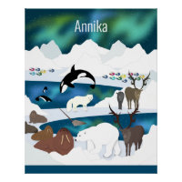 Renne polaire arctique Walrus Orca Narwhal Fox