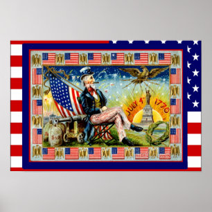 Poster Replica image Vintage, 4 juillet"