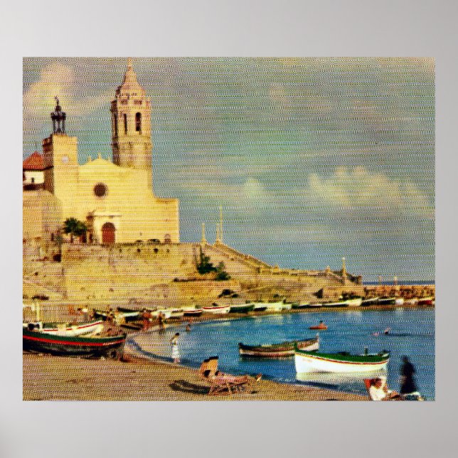 Poster Replica Vintage Spain,  Sitges waterfront (Devant)